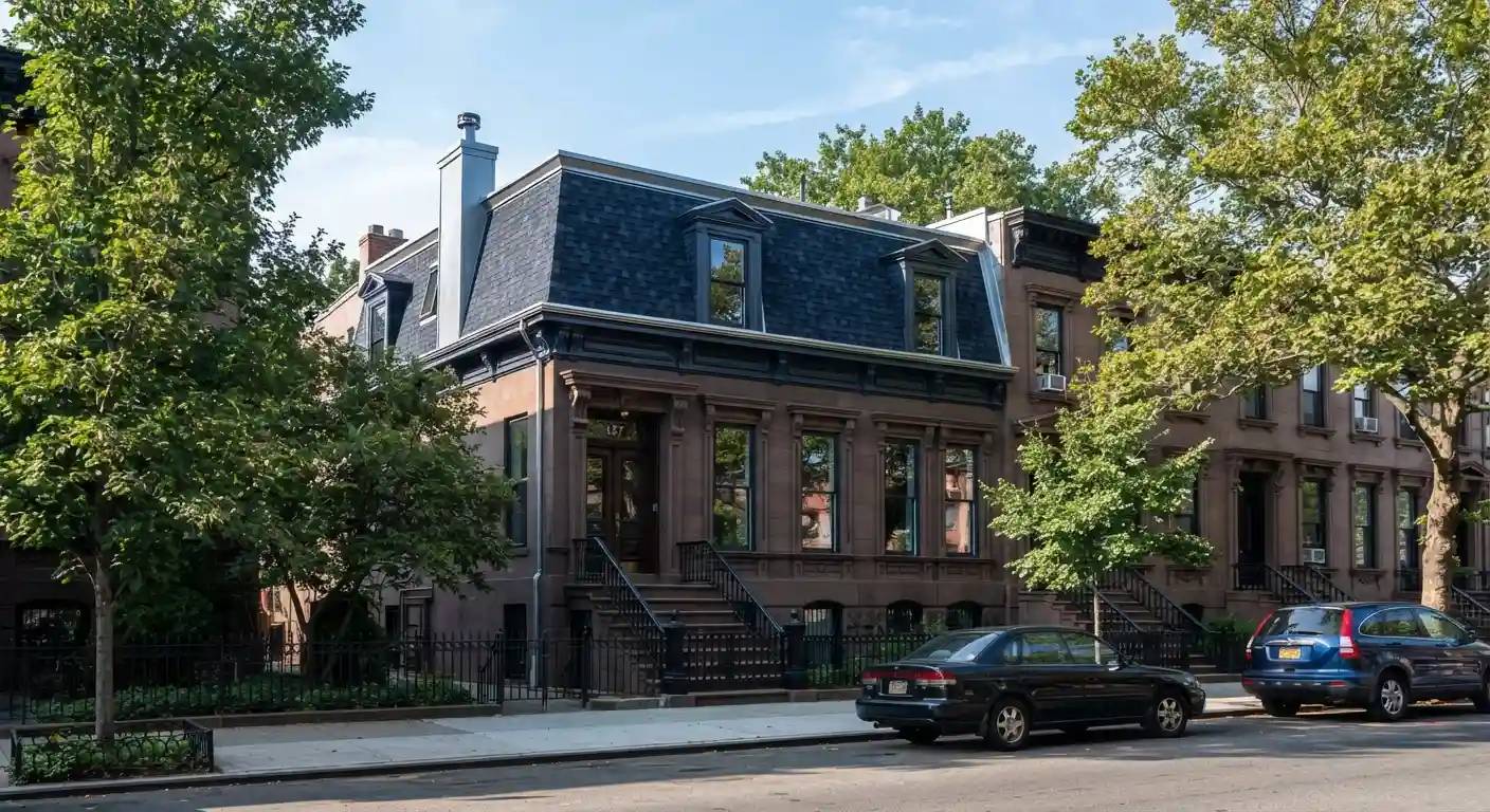 Newly installed architectural shingle roof on a Brooklyn residential property with flawless craftsmanship. Newly installed architectural shingle roof on a Brooklyn residential property with flawless craftsmanship.
